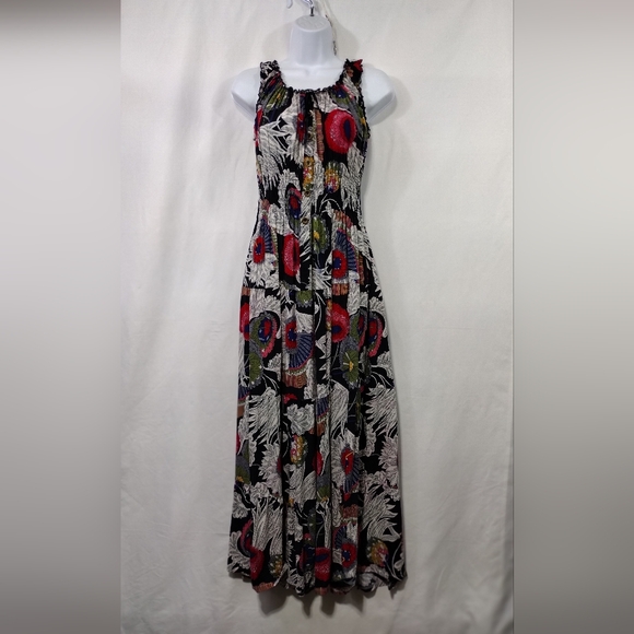 Dabutong Dresses & Skirts - Dabutong Floral Print Maxi Dress Women's L/XL Black Artsy Bobo Retro 90s Y2K